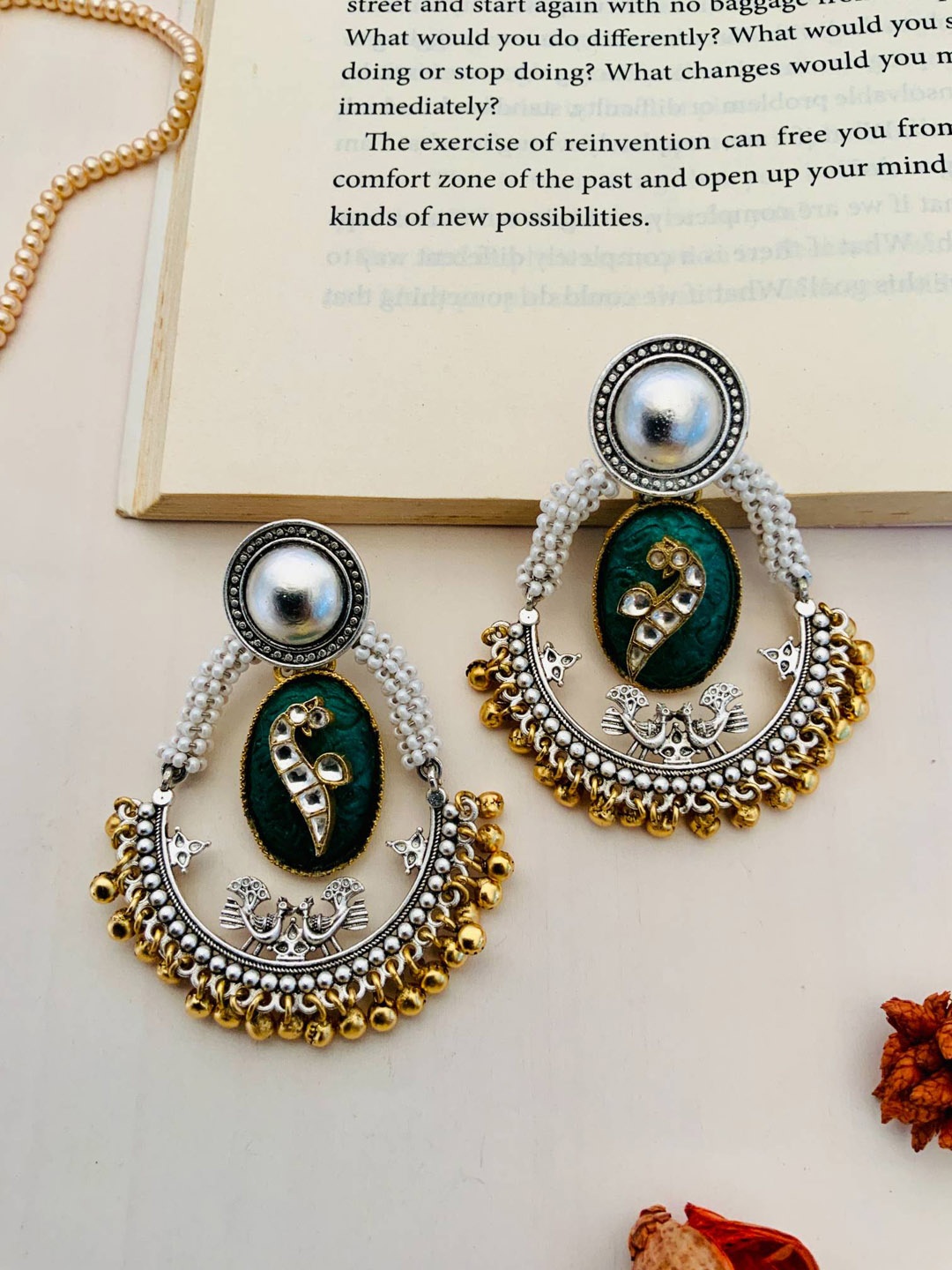 

ABDESIGNS Gold-Plated Stone Studded Beaded Classic Chandbalis