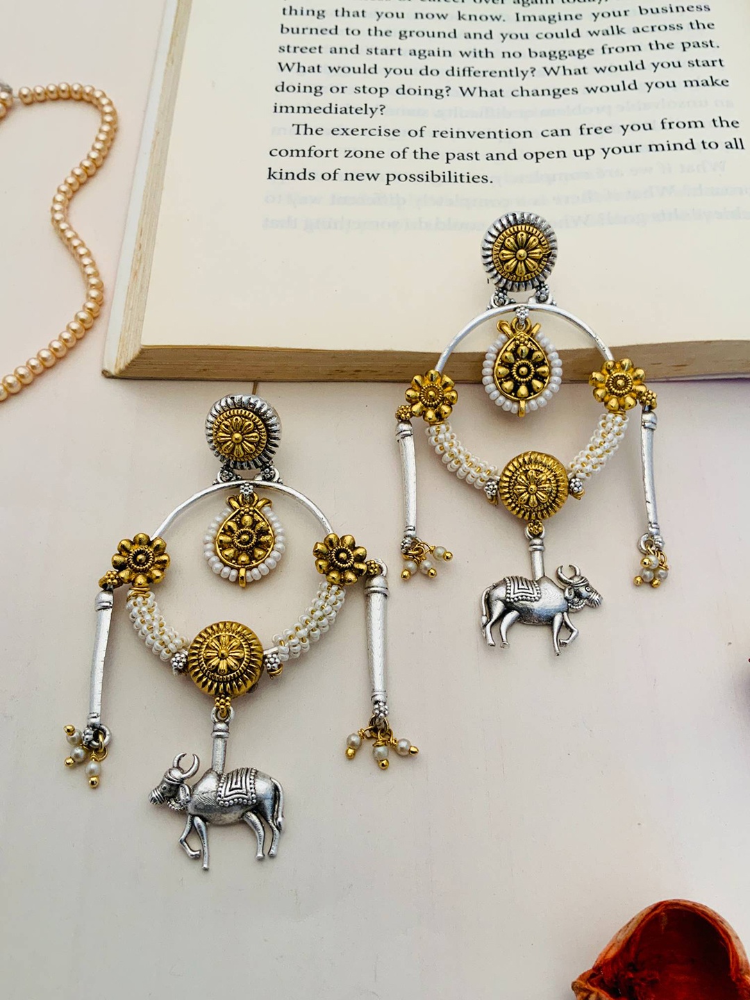 

ABDESIGNS Gold-Plated Beaded Classic Drop Earrings