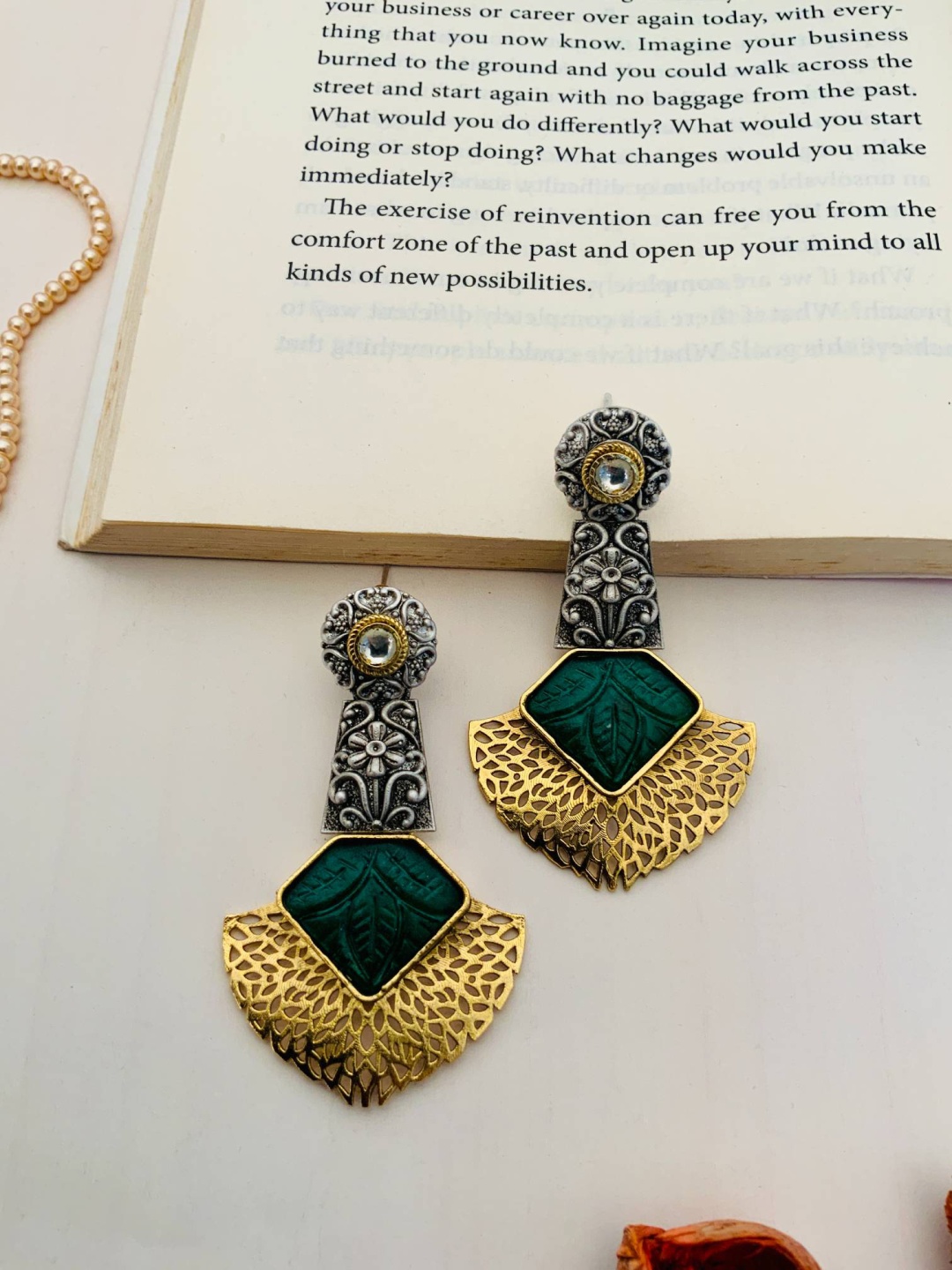 

ABDESIGNS Silver-Plated Classic Oxidised Drop Earrings