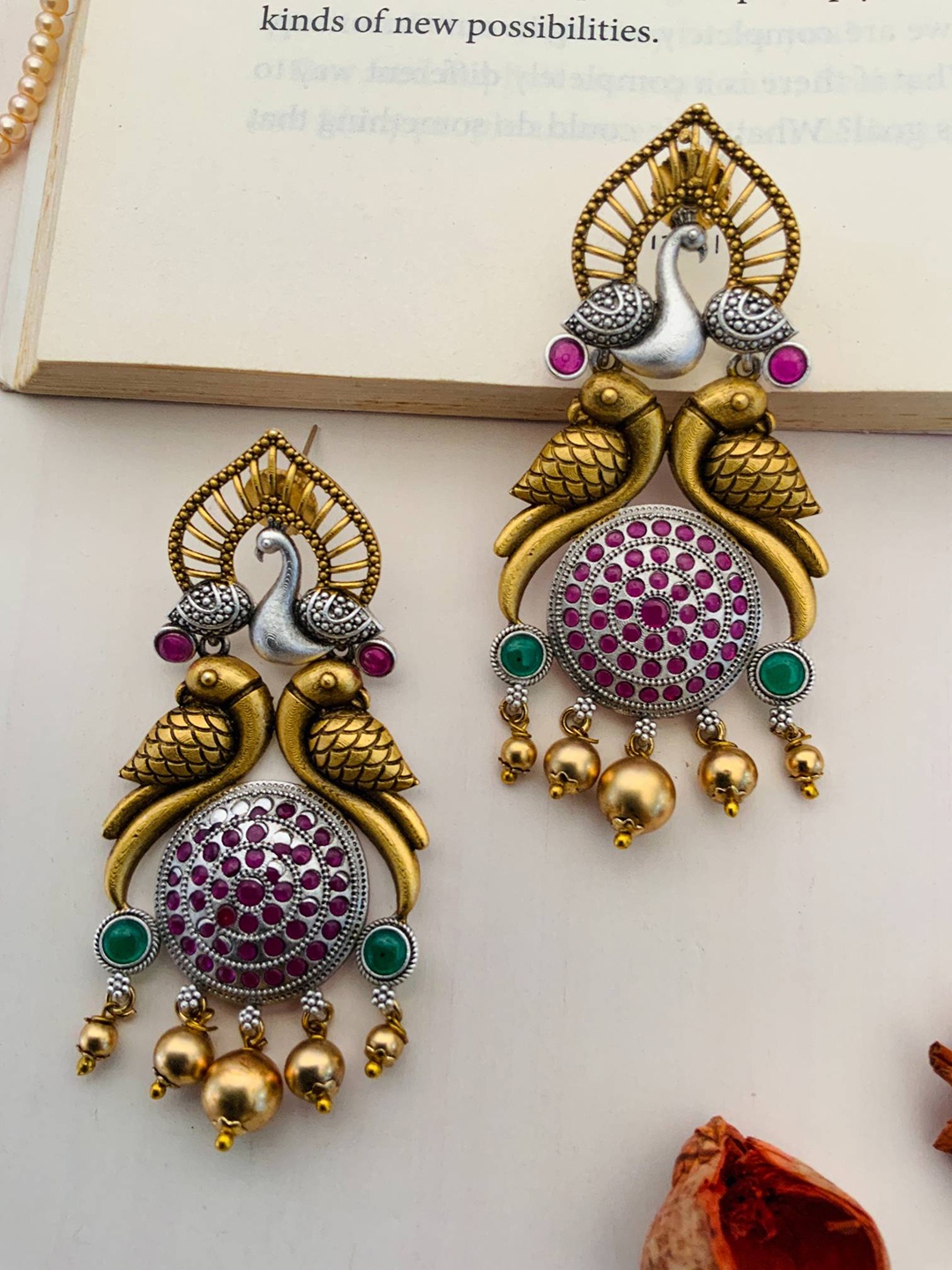 

ABDESIGNS Gold Plated Stone Studded Classic Drop Earrings