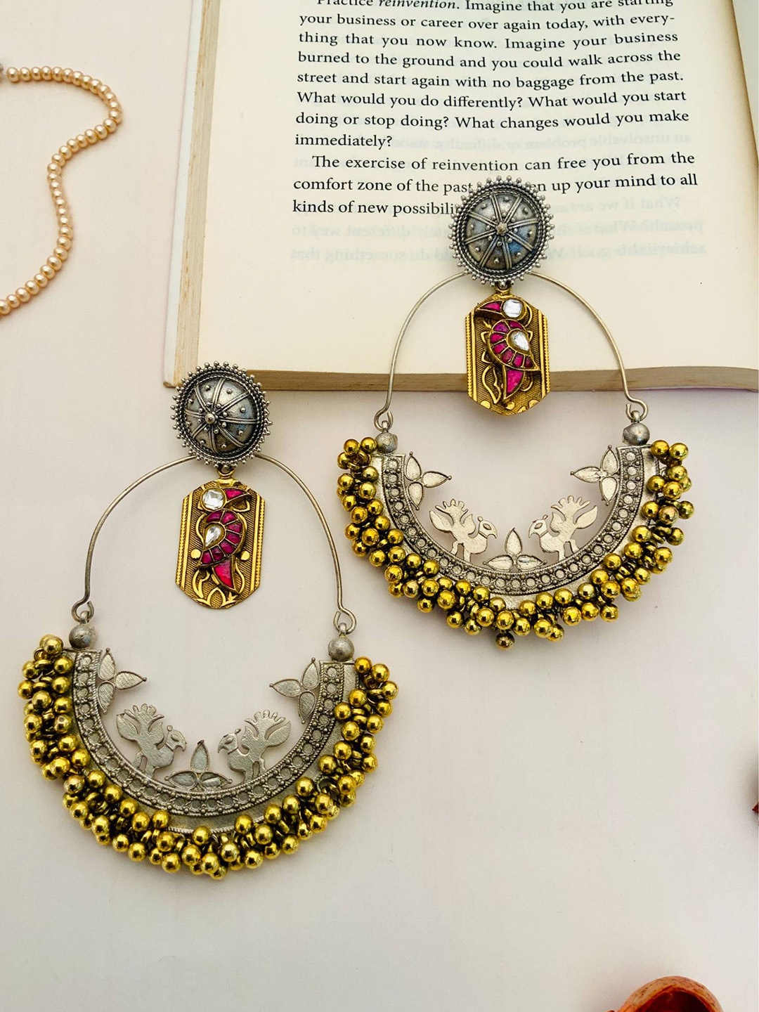 

ABDESIGNS Gold-Plated Stone-Studded & Beaded Classic Chandbalis