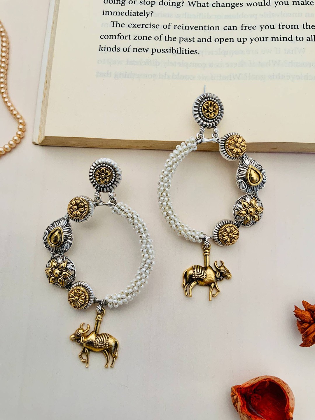 

ABDESIGNS Gold-Plated Beaded Animal Shaped Drop Earrings