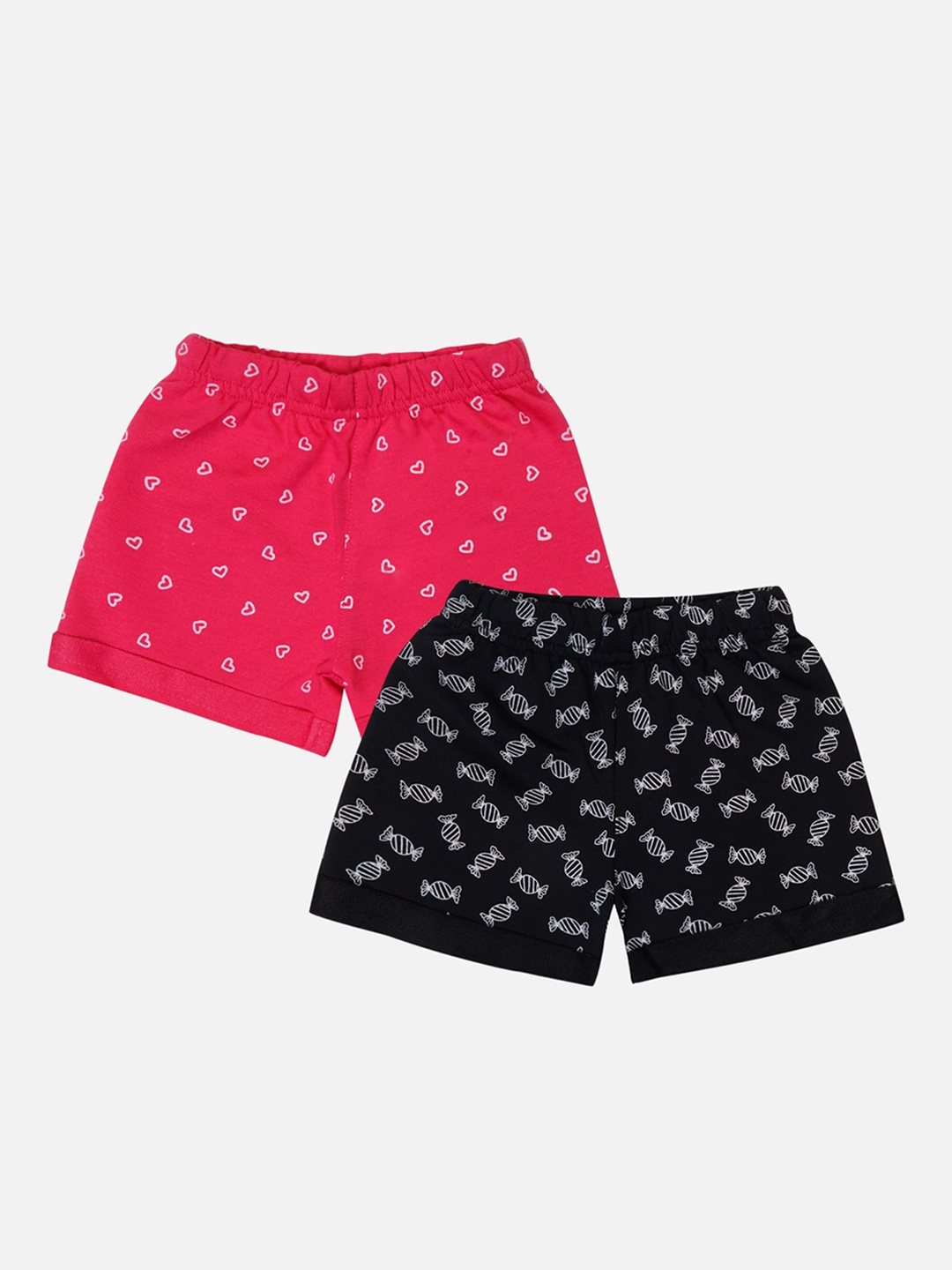 

Bodycare Kids Girls Pack Of 2 Printed Cotton Shorts, Black