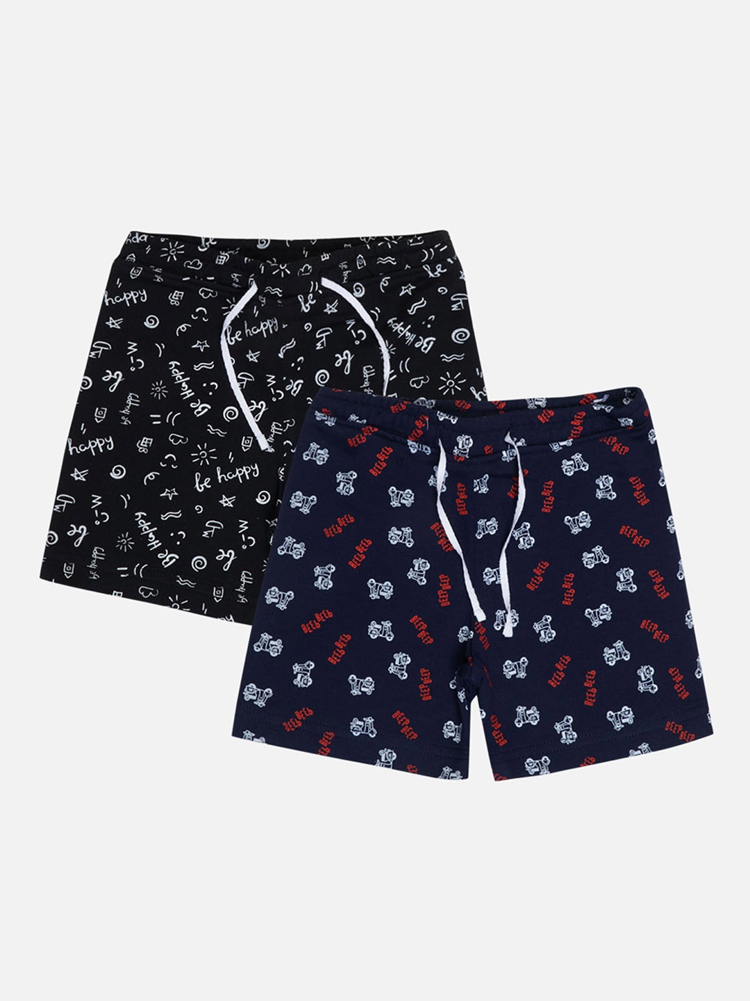 

Bodycare Kids Boys Pack Of 2 Conversational Printed Cotton Shorts, Black