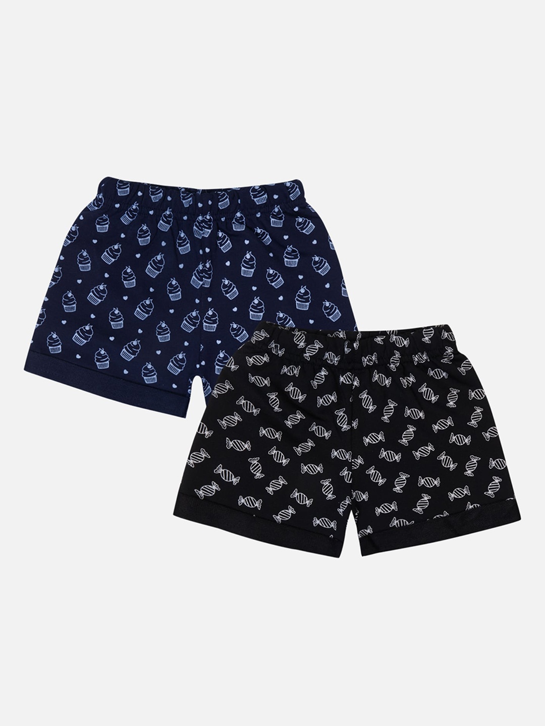 

Bodycare Kids Girls Pack Of 2 Conversational Printed Cotton Shorts, Navy blue