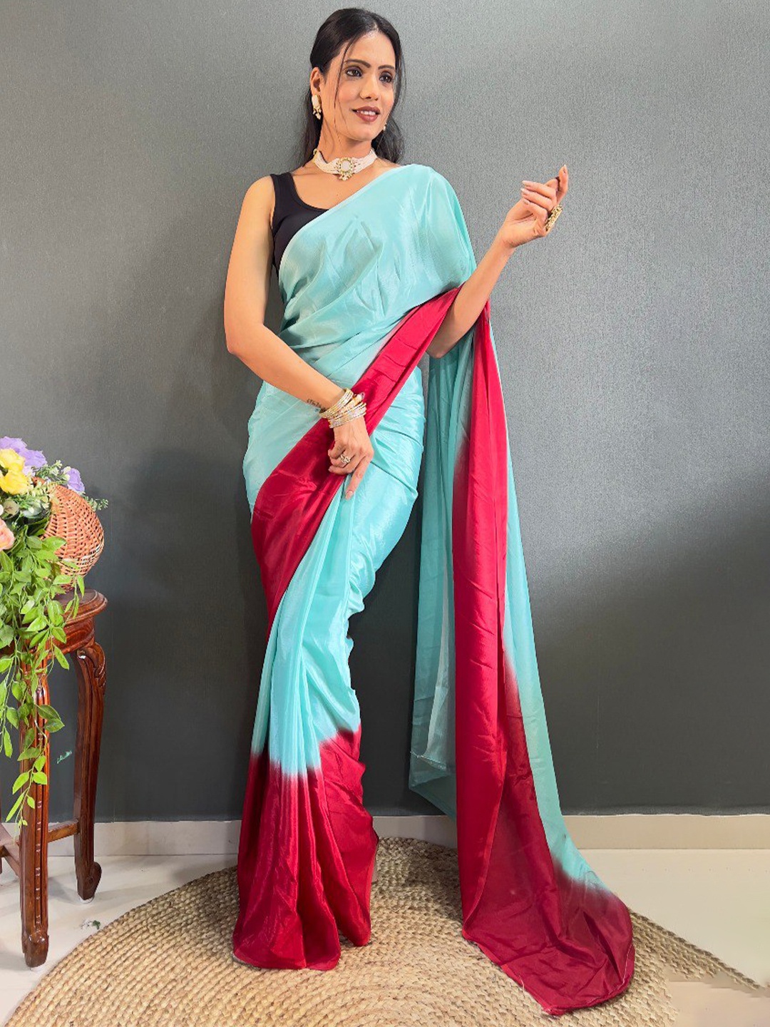 

VEERAX Pure Chiffon Saree, Blue