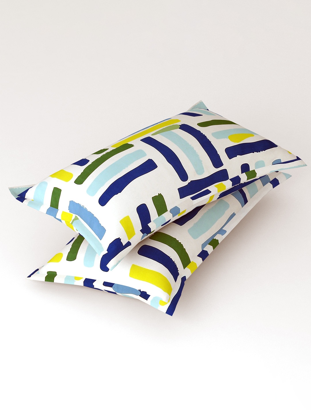 

bsb home Blue & White 2 Pieces Printed Pure Cotton Rectangle Pillow Covers