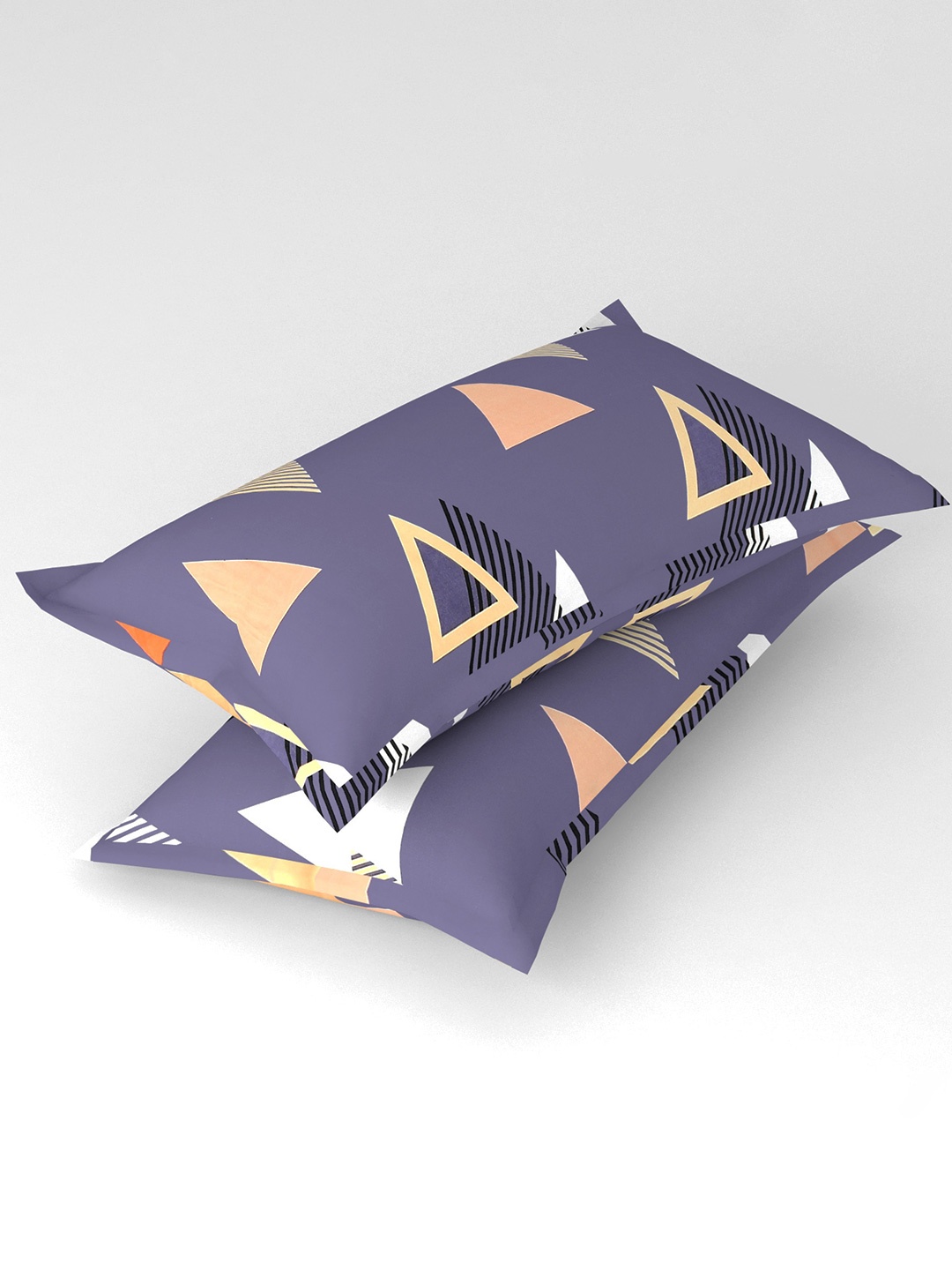 

bsb home Purple & Orange 2 Pieces Printed Pure Cotton Rectangle Pillow Covers