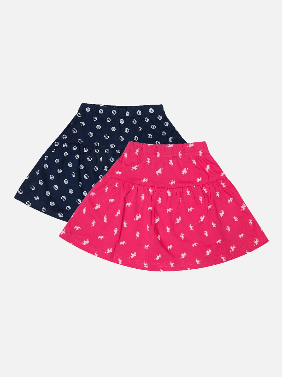 

Bodycare Kids Infant Girls Pack Of 2 Printed A-Line Knee Length Skirts, Navy blue