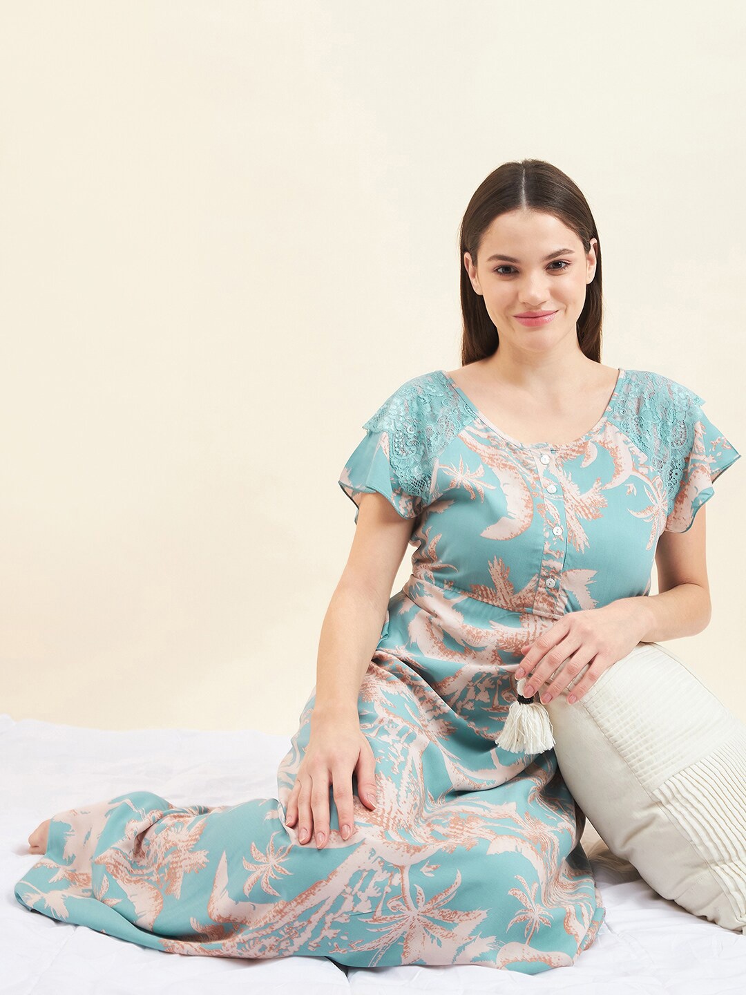

Sweet Dreams Printed Maxi Nightdress, Green
