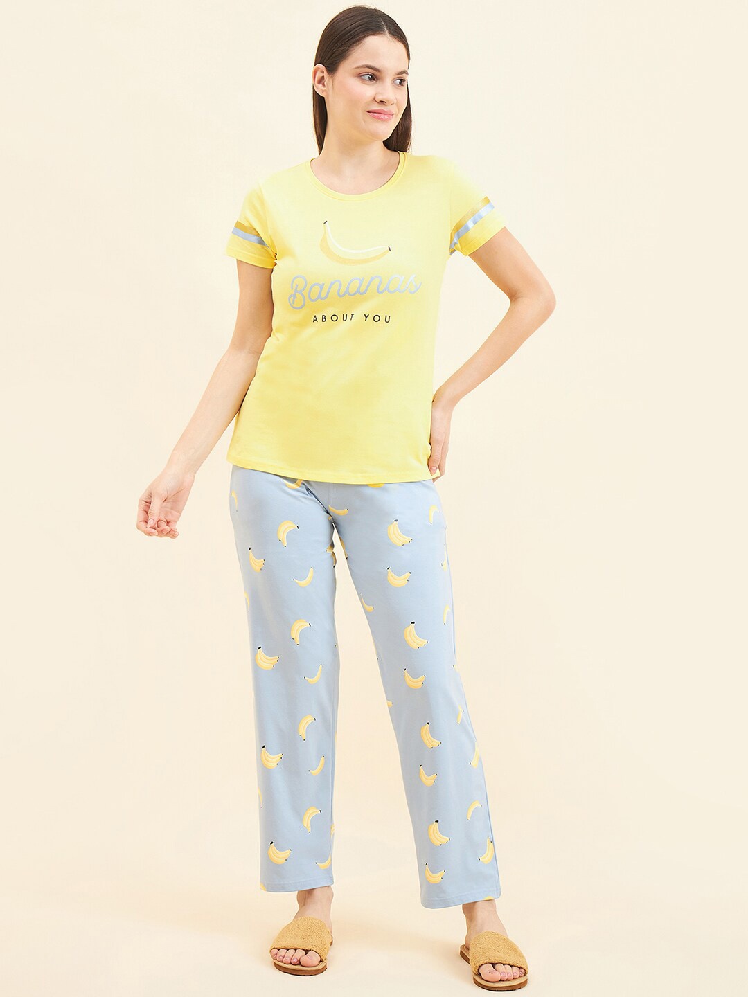 

Sweet Dreams Yellow Printed Top With Pyjamas