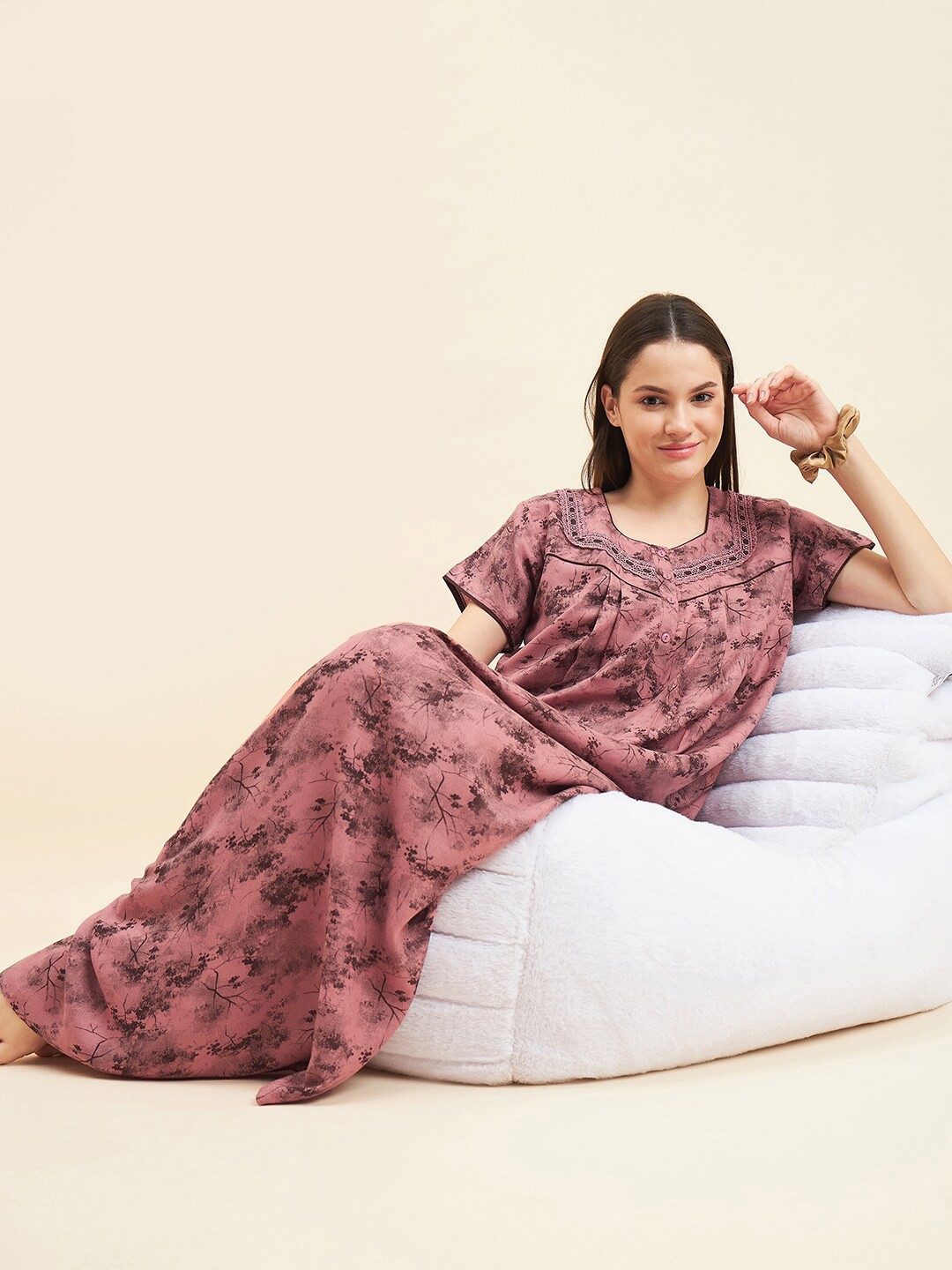 

Sweet Dreams Rose Floral Printed Pure Cotton Maxi Nightdress