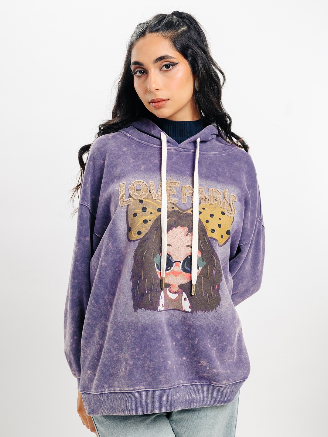 

FREAKINS Graphic Printed Hooded Pure Cotton Sweatshirt, Purple