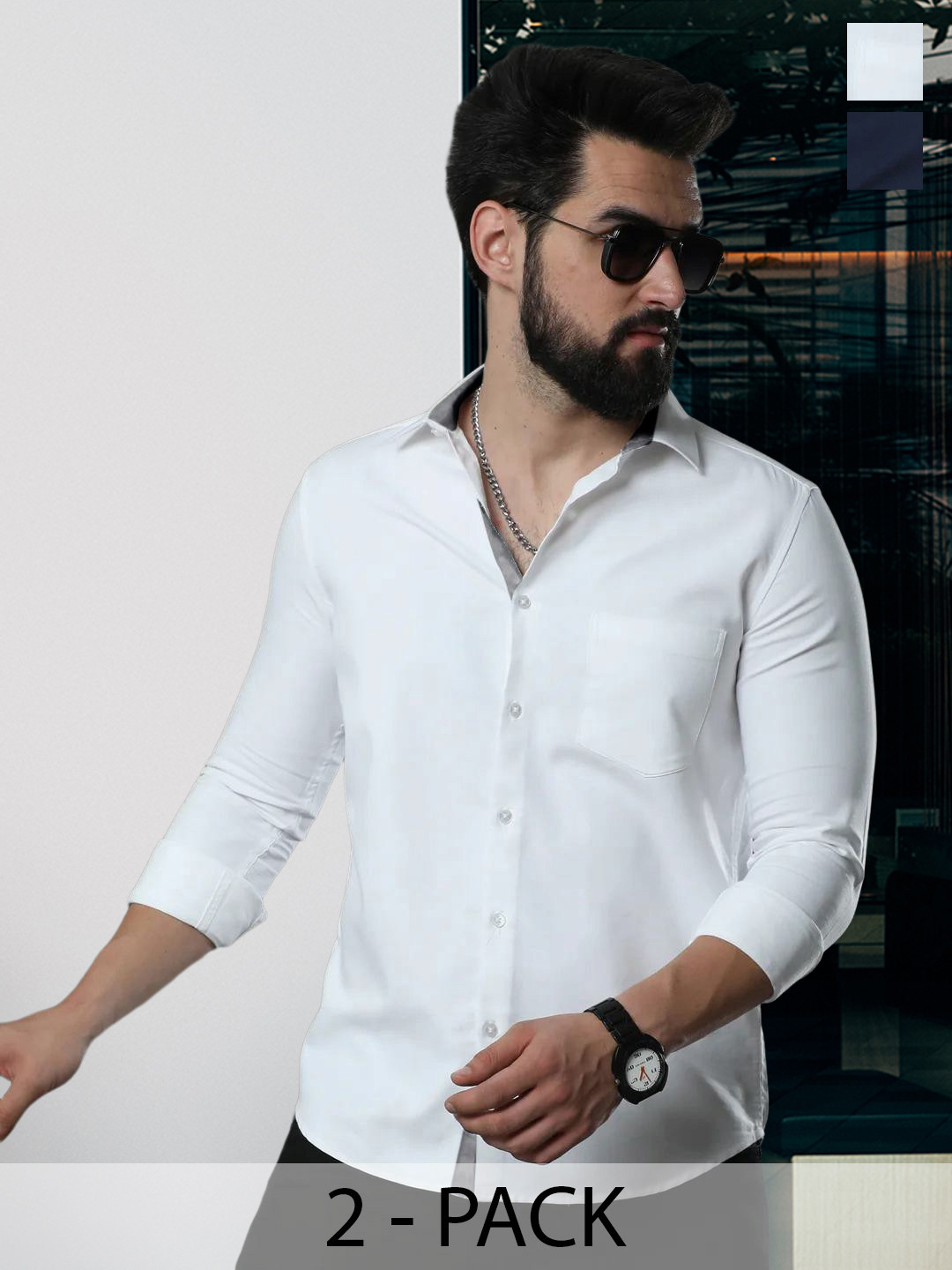 

Tee Projekt Pack Of 2 Standard Fit Cotton Casual Shirts, White