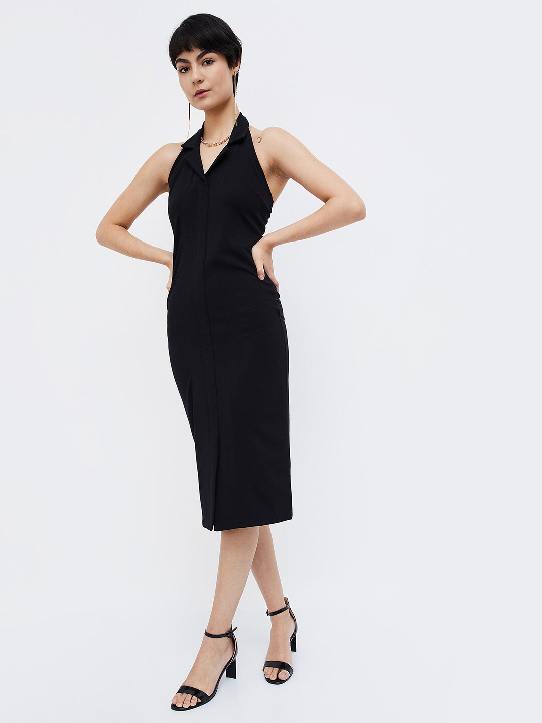 

Ginger by Lifestyle V-Neck Sheath Midi Dress, Black