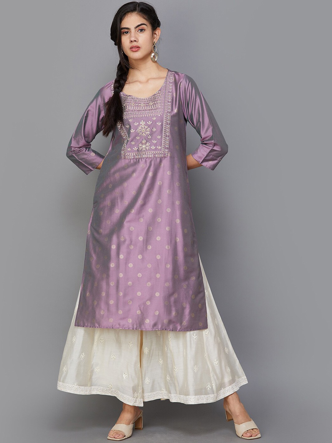 

Melange by Lifestyle Boat Neck Regular Kurta, Mauve