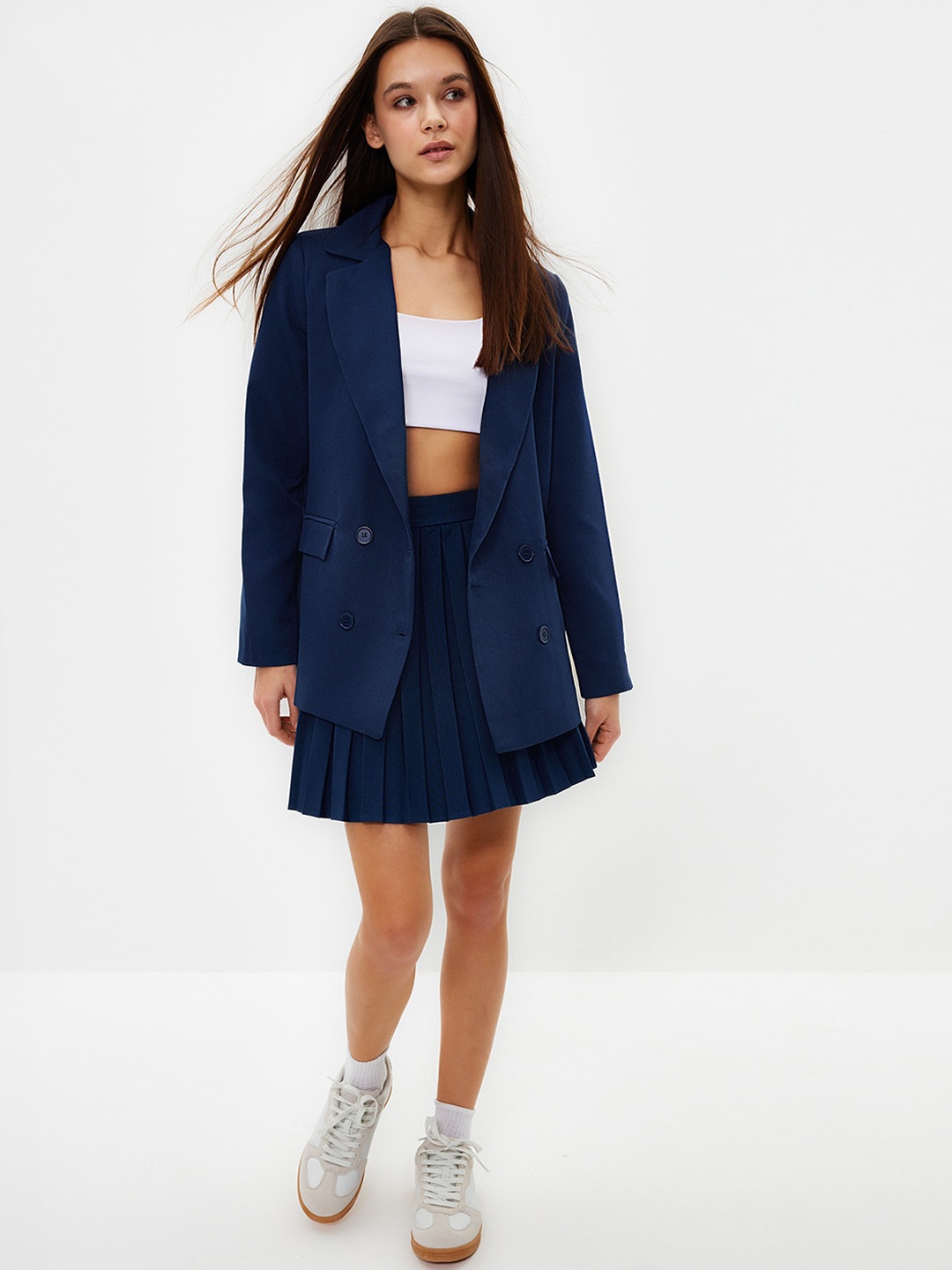 

Trendyol Women Double Breasted Blazers, Navy blue