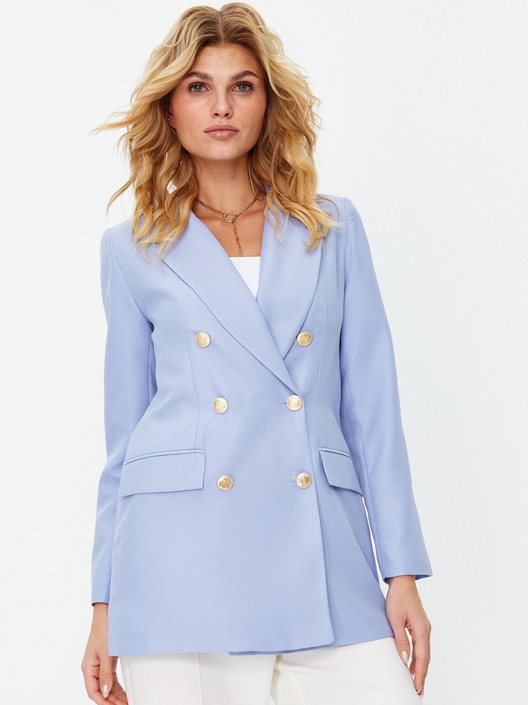 

Trendyol Women Double Breasted Blazers, Blue