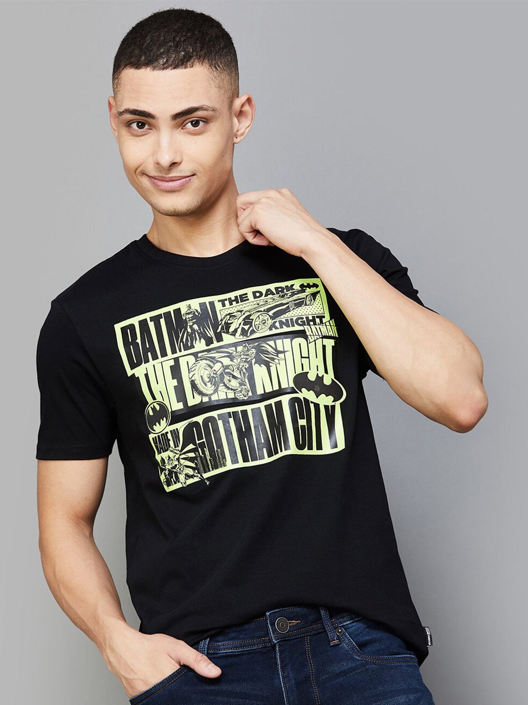 

Fame Forever by Lifestyle Typography Printed Round Neck Short Sleeves Cotton T-shirt, Black