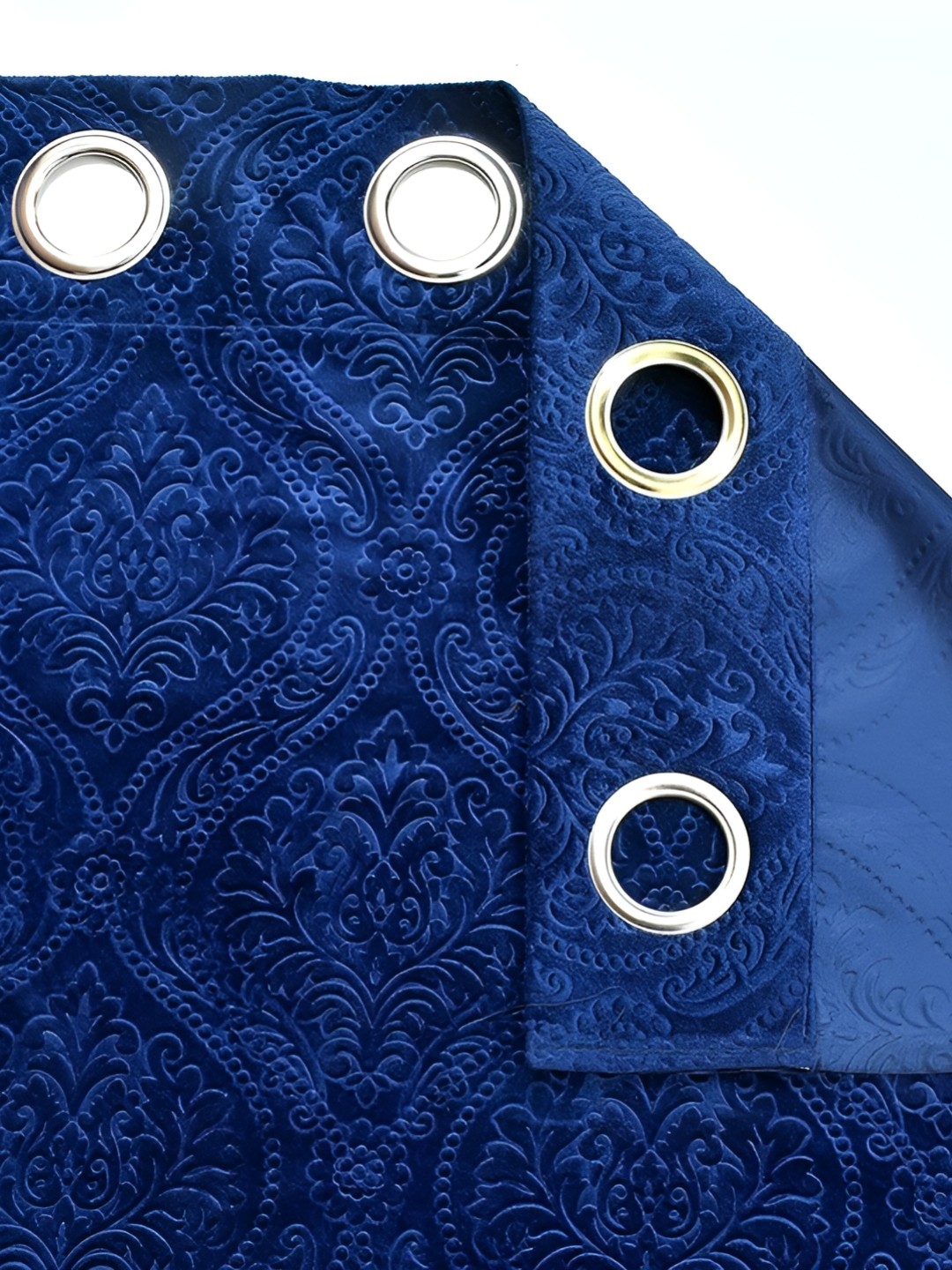 

HOMECRUST Navy Blue 2 Ethnic Motifs Velvet Room Darkening Long Door Curtain