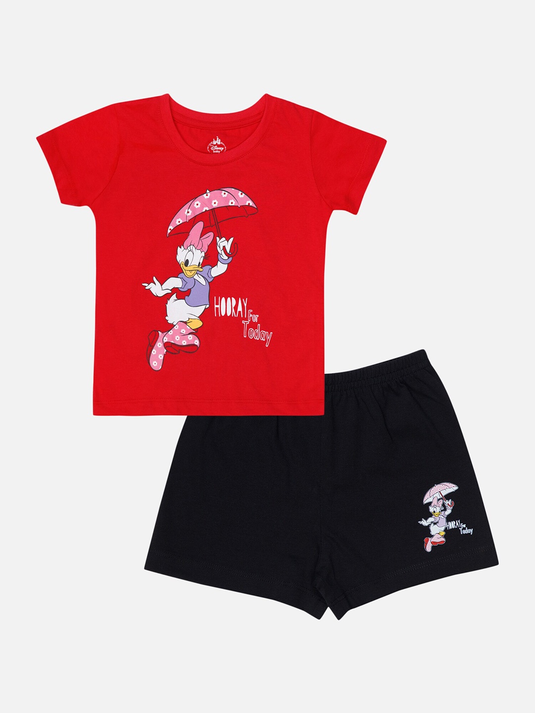 

Bodycare Kids Girls Printed T-shirt with Shorts, Black