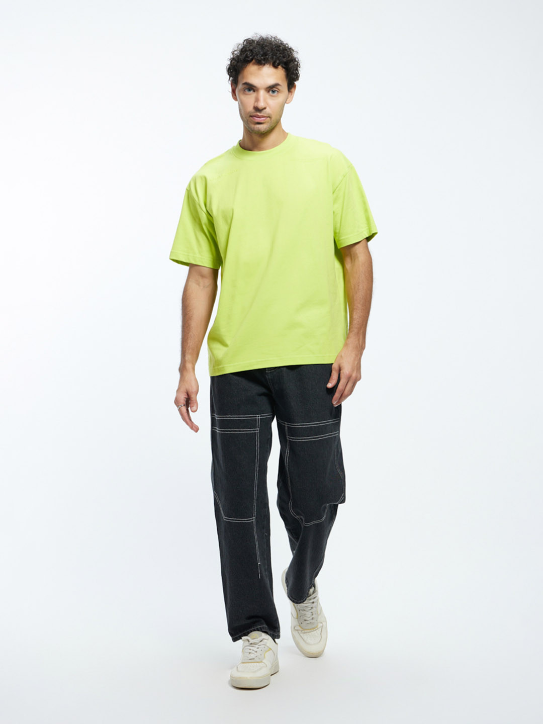 

Urban Monkey Round Neck Short Sleeves Cotton Oversized T-shirt, Green