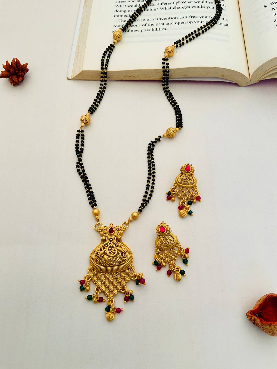 

ABDESIGNS Gold-Plated Stones Studded and Beaded Mangalsutra