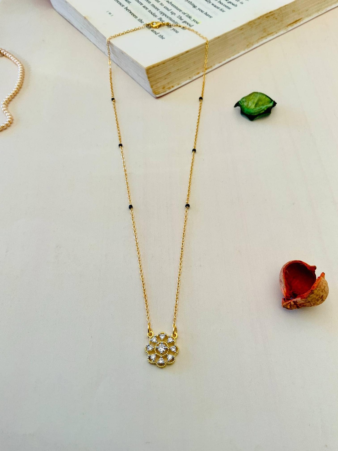 

ABDESIGNS Gold-Plated Stones Studded and Beaded Mangalsutra