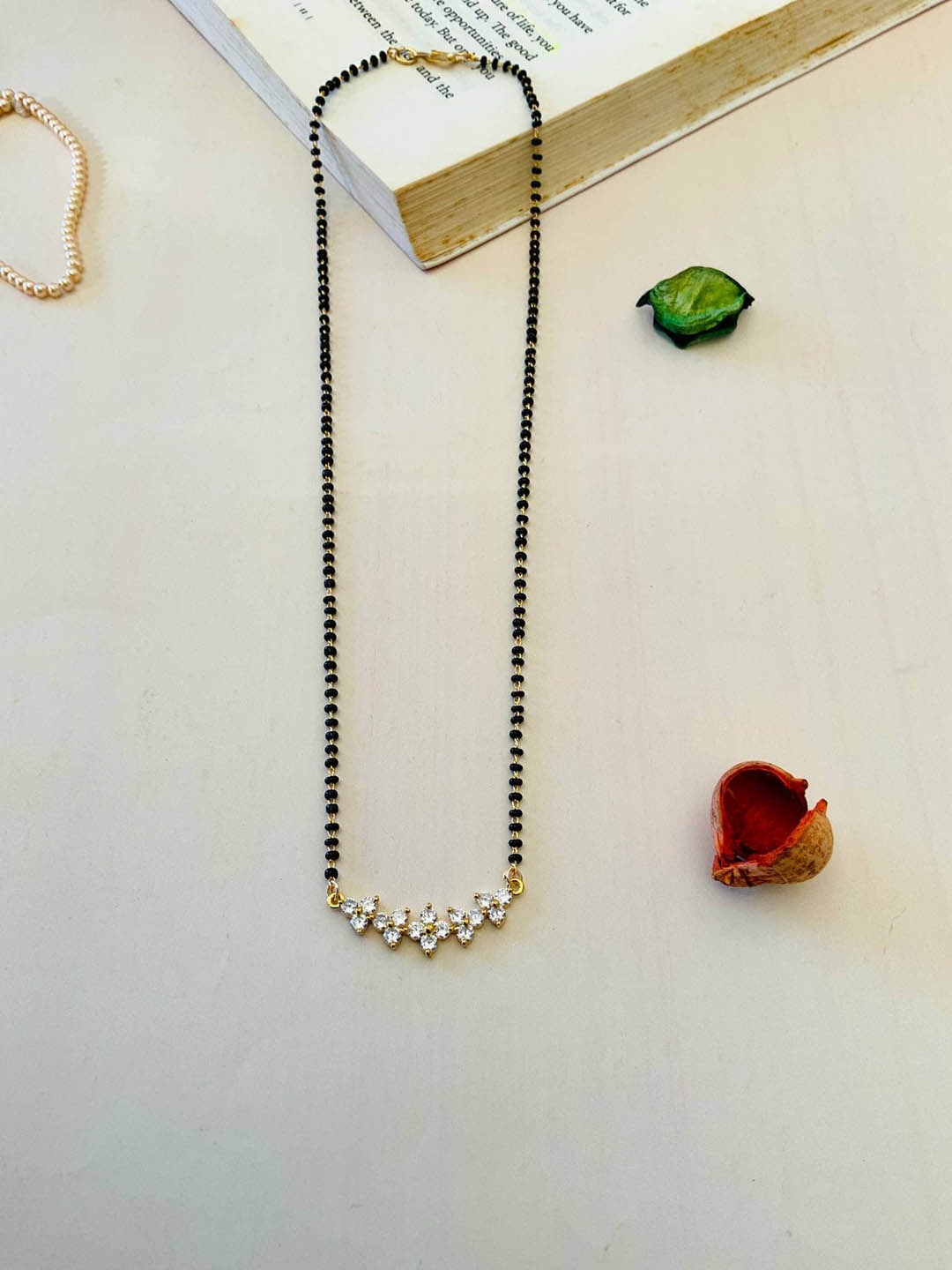 

ABDESIGNS Gold-Plated Stones Studded and Beaded Mangalsutra