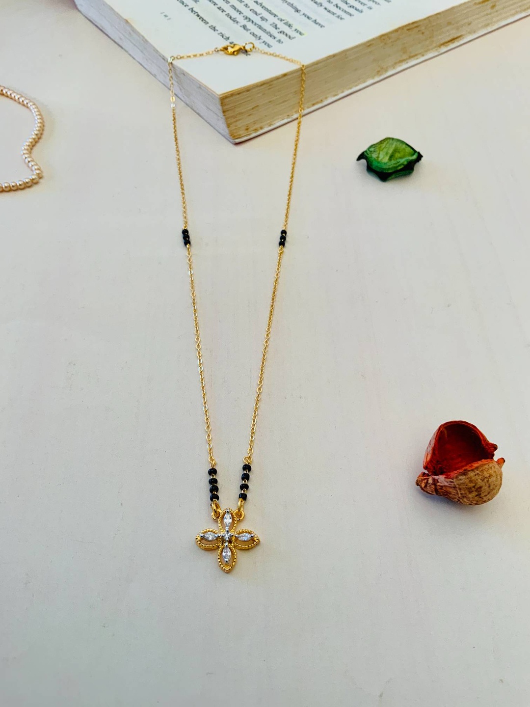 

ABDESIGNS Gold-Plated Stones Studded and Beaded Mangalsutra