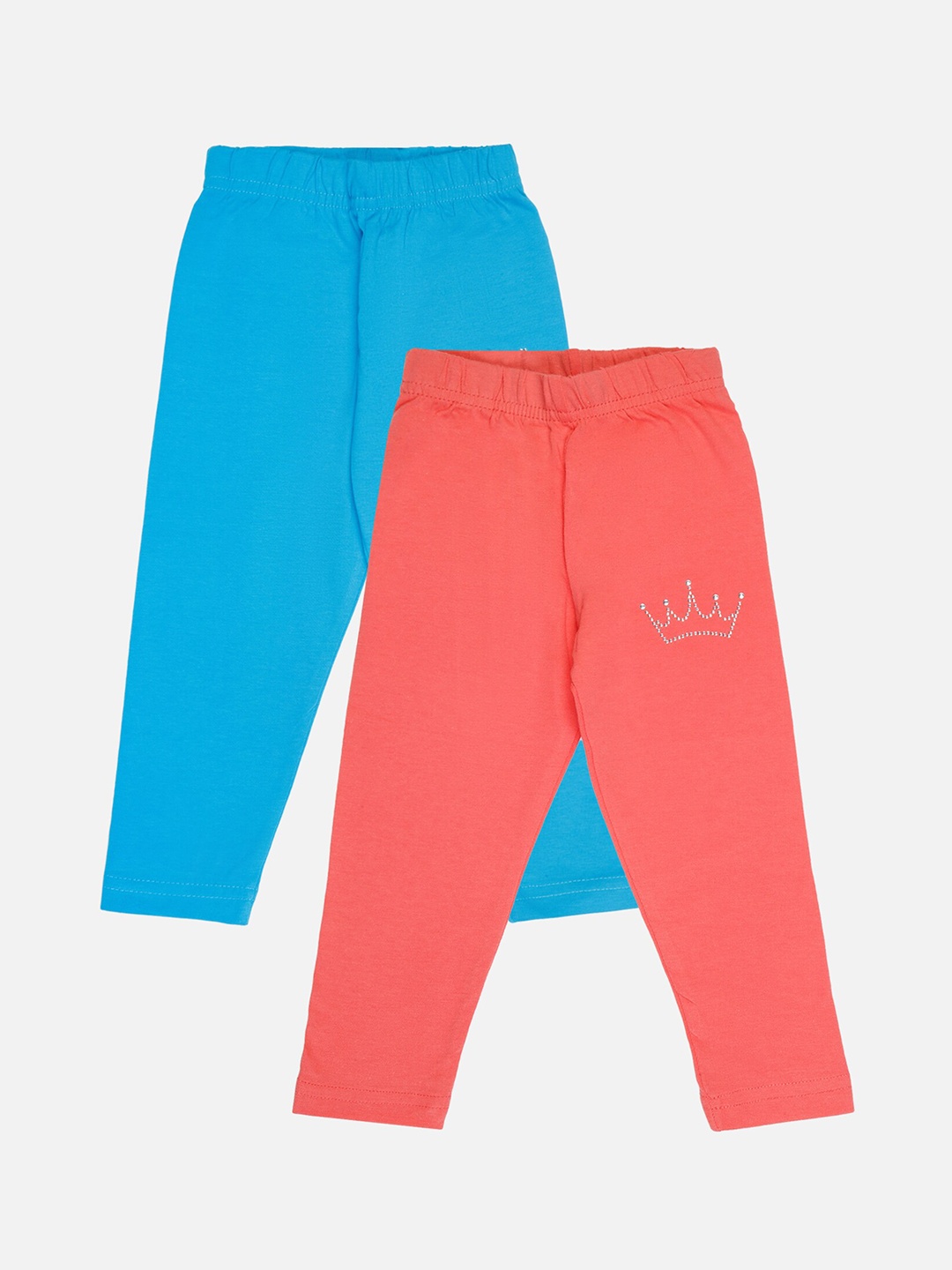 

Bodycare Infant Girls Pack Of 2 Cotton Mid Rise Track Pants, Red