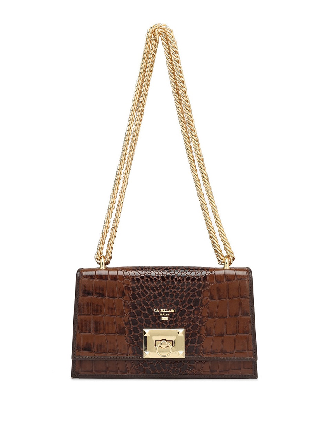

Da Milano Textured Leather Structured Sling Bag, Brown