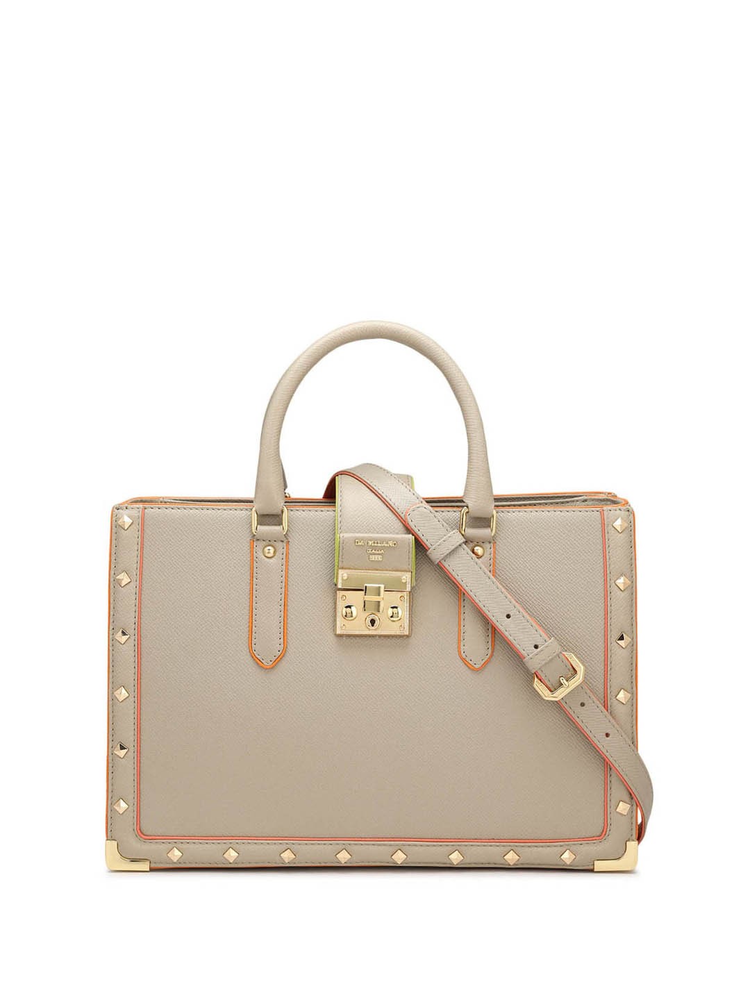 

Da Milano Leather Structured Handheld Bag, White