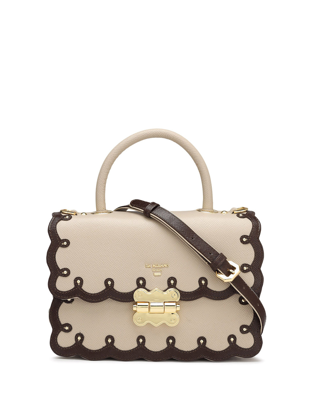 

Da Milano Leather Structured Handheld Bag, White