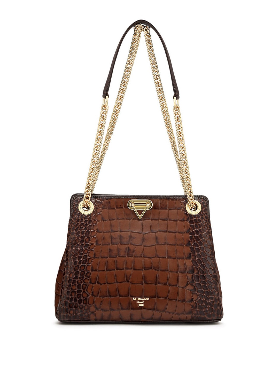 

Da Milano Textured Leather Structured Shoulder Bag, Brown