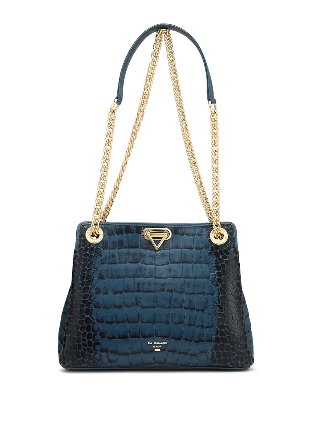 

Da Milano Textured Leather Structured Shoulder Bag, Blue