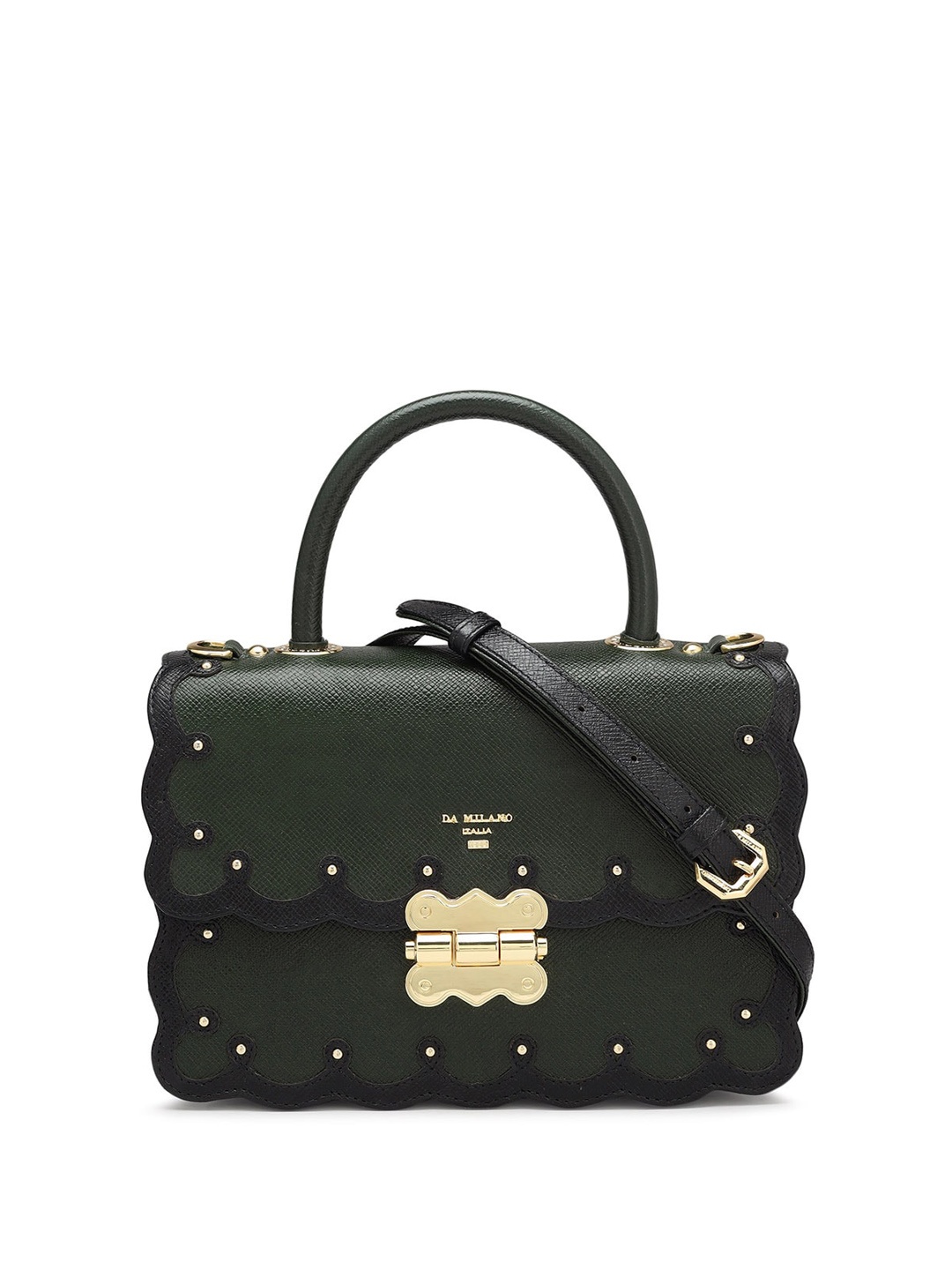 

Da Milano Structured Leather Handheld Bag, Green
