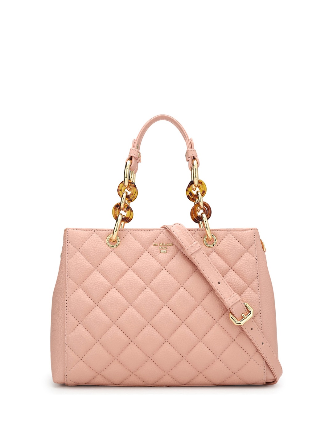 

Da Milano Textured Quilted Leather Structured Handheld Bag, Pink