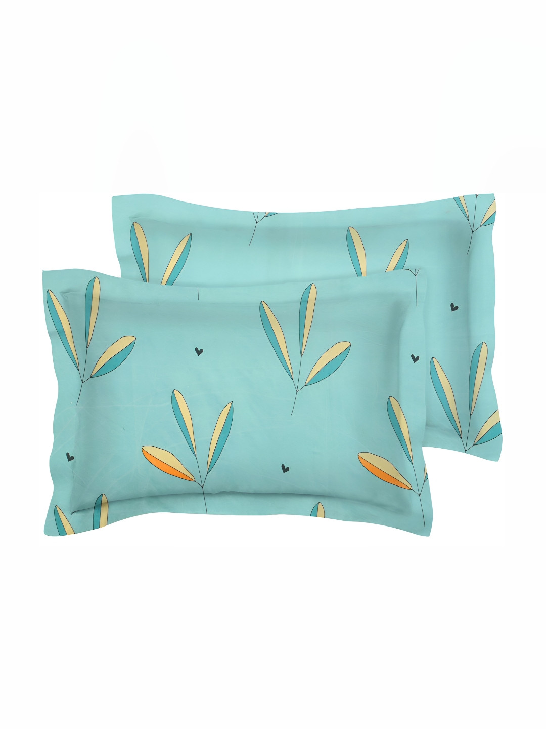 

bsb home Green & Orange 2 Pieces Abstract Printed Pure Cotton Rectangle Pillow Covers
