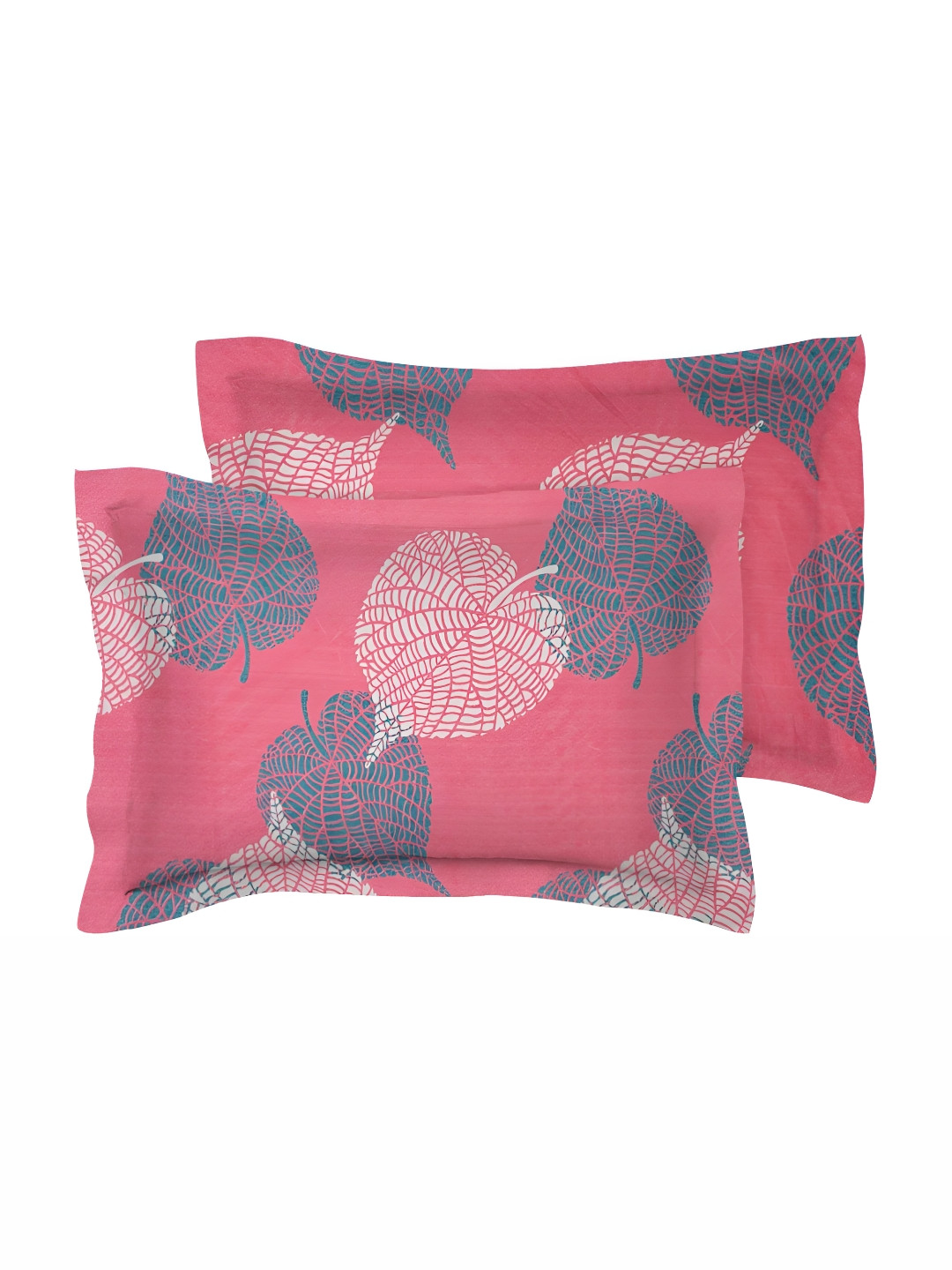 

bsb home Pink & Grey 2 Pieces Printed Pure Cotton Rectangle Pillow Covers