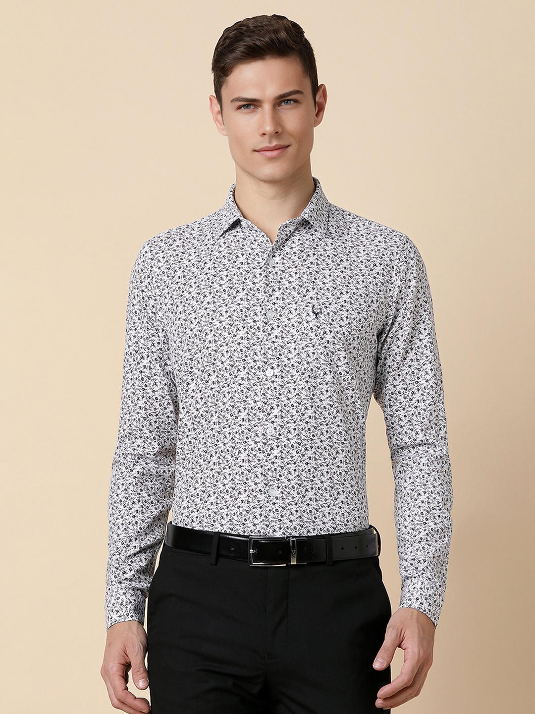 

Allen Solly Slim Fit Floral Printed Spread Collar Formal Shirt, White