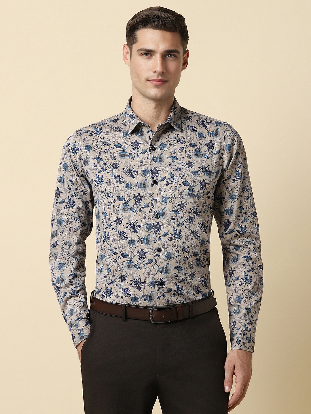 

Allen Solly Slim Fit Floral Printed Formal Shirt, Grey