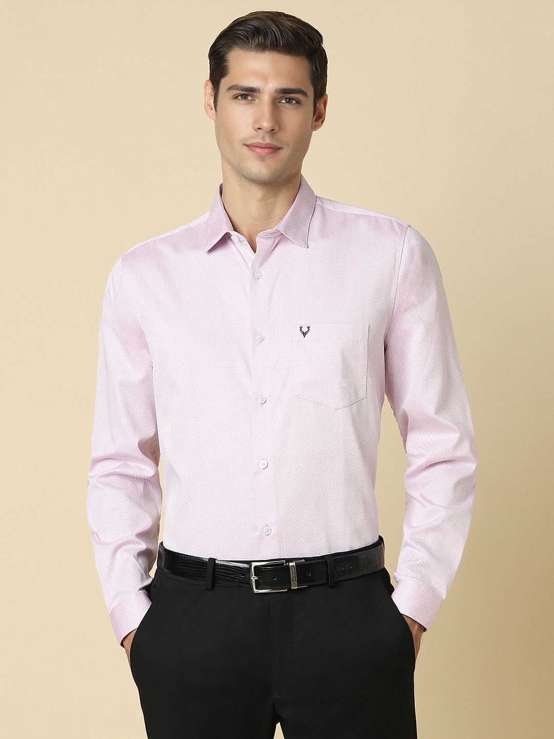 

Allen Solly Slim Fit Micro Ditsy Printed Formal Pure Cotton Shirt, Pink