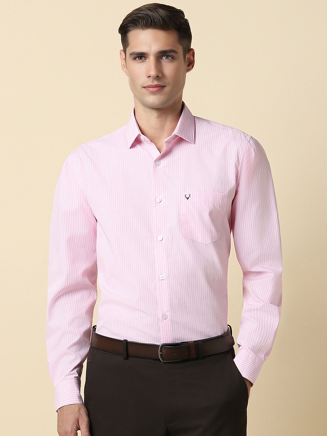 

Allen Solly Men Slim Fit Opaque Checked Formal Shirt, Pink