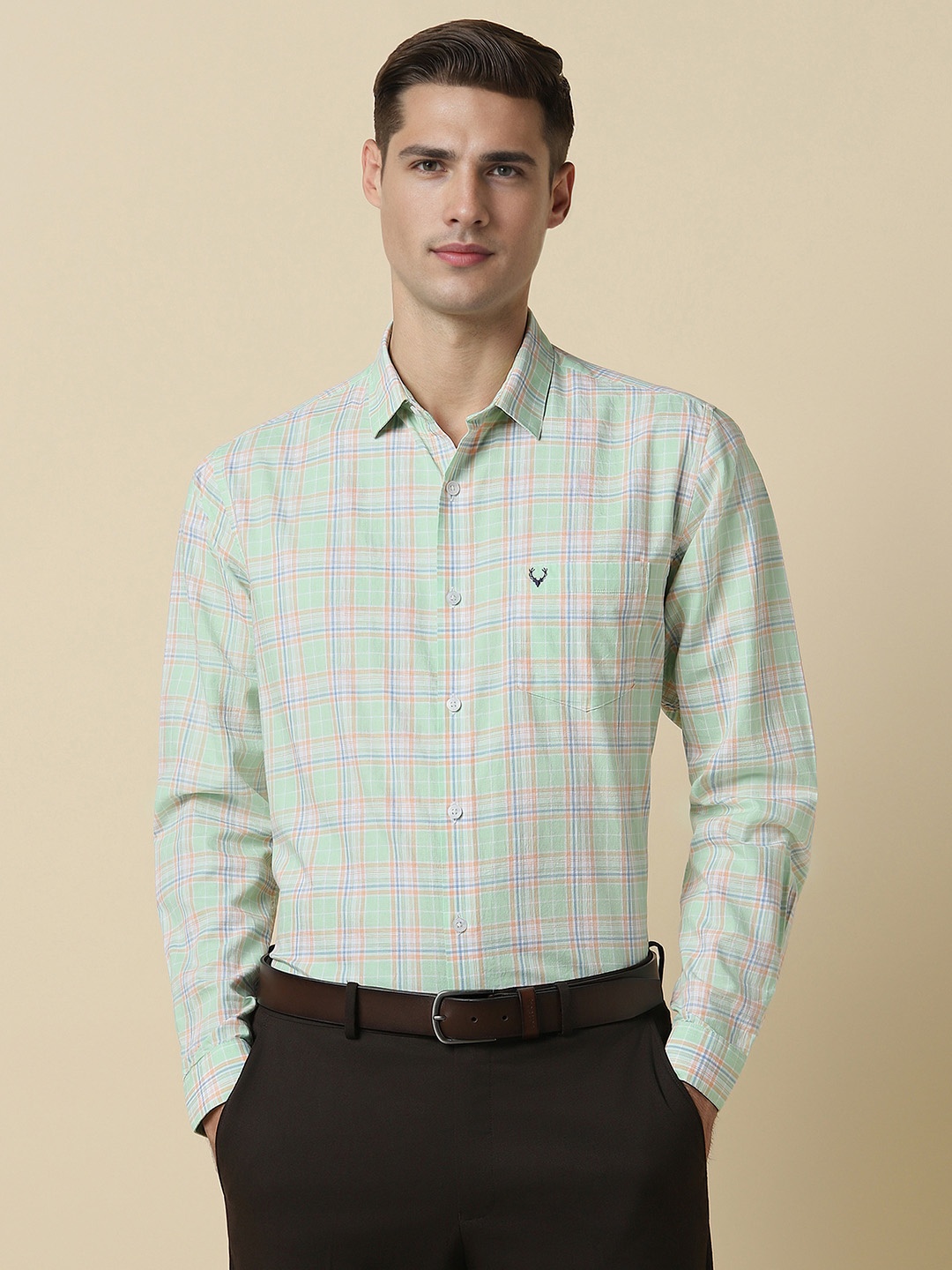 

Allen Solly Slim Fit Tartan Checked Formal Pure Cotton Shirt, Green