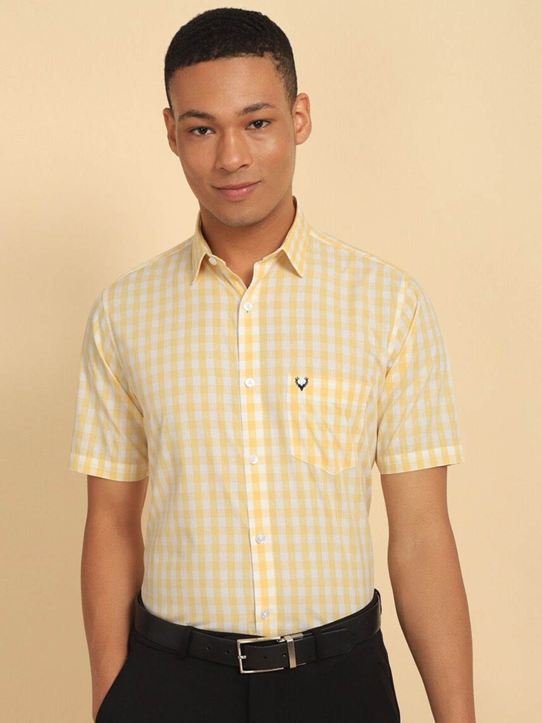 

Allen Solly Slim Fit Checked Cotton Formal Shirt, Yellow