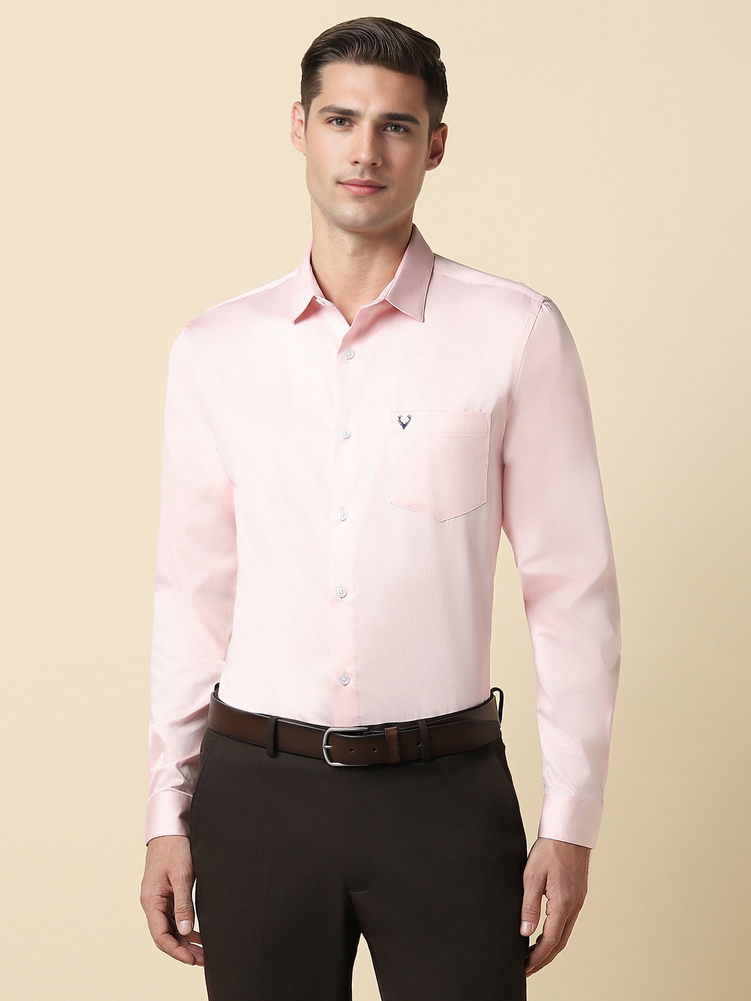 

Allen Solly Cotton Spread Collar Long Sleeves Slim Fit Opaque Formal Shirt, Pink