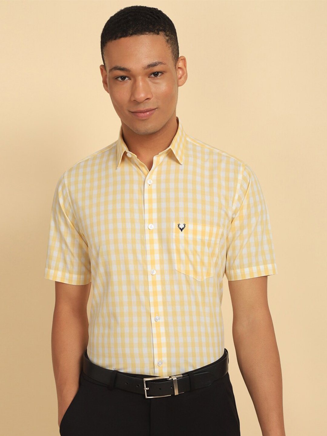 

Allen Solly Slim Fit Checked Cotton Formal Shirt, Yellow