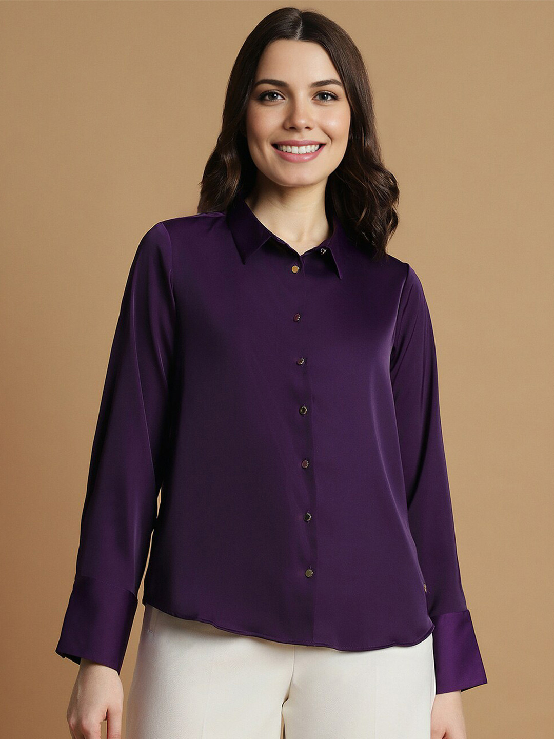 

Allen Solly Woman Spread Collar Formal Shirt, Purple