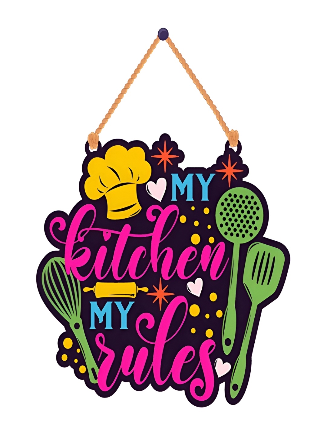 

Home Delight Pink My Kitchen My Rules Wooden Wall Hanging